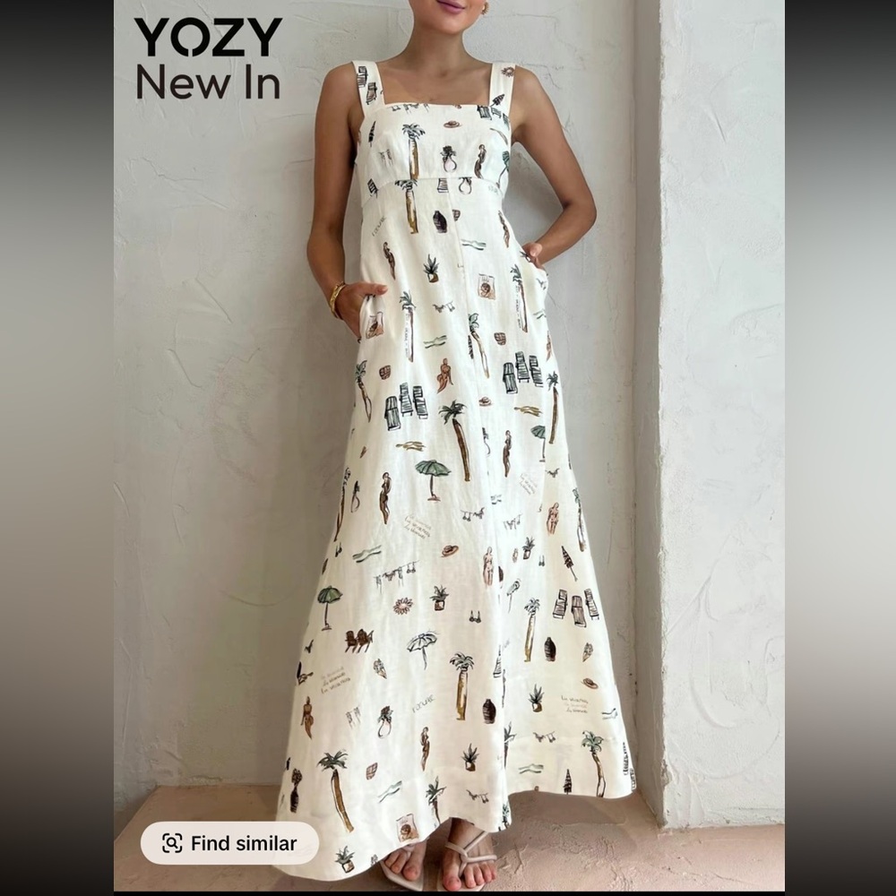 YOZY Women’s All Over Print Knot Back Summer Vacation Dress